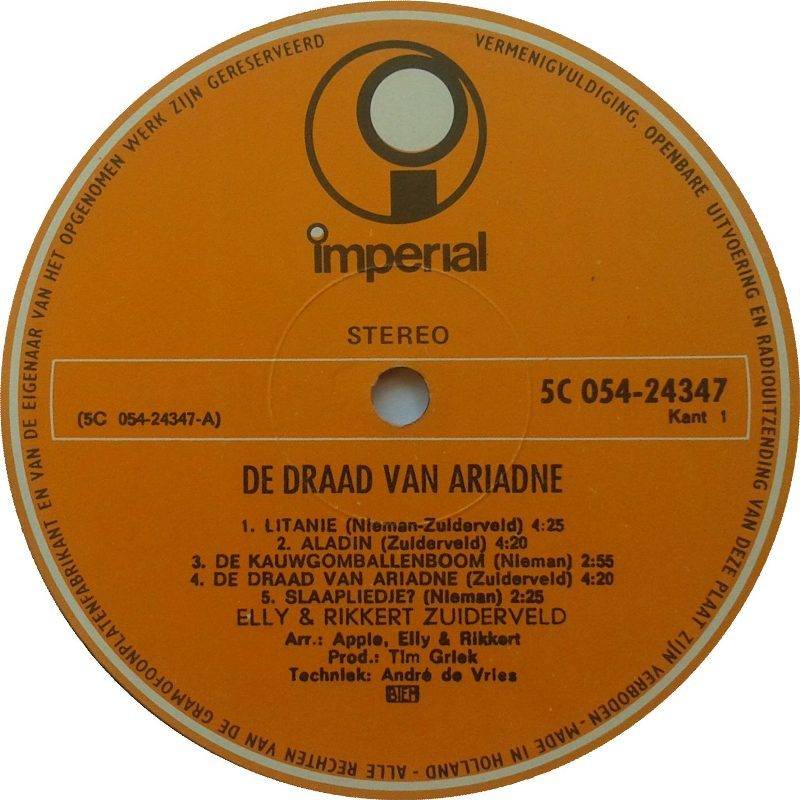 Elly and Rikkert De Draad Van Ariadne : LP Label A